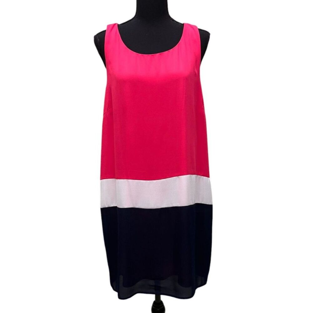 PINK OWL Colorblock Sleeveless Midi Dress Lined Sz L